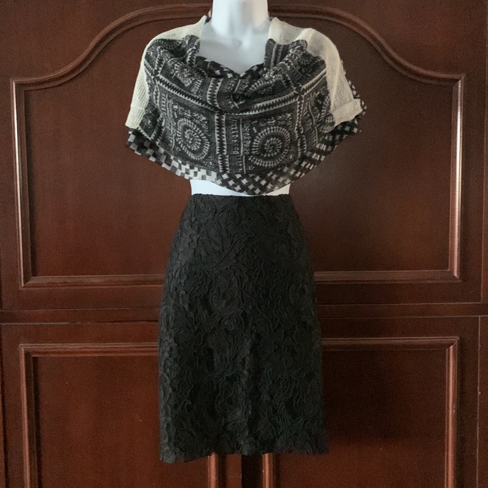 SOLD Talbot 4p gorgeous lace pencil skirt satin inner waist, slit back zipper